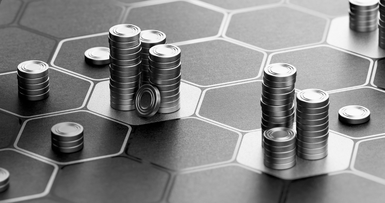 Stacked coins on a table